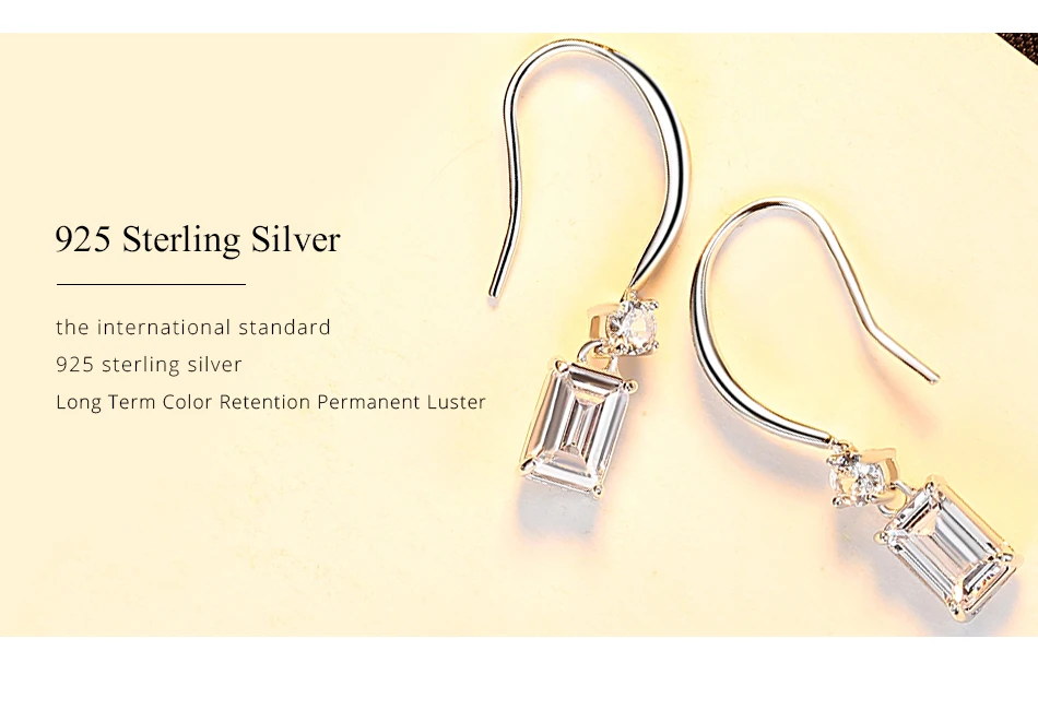 Orecchini a cerchio quadrati in argento sterling CZ per donne Accessori di tendenza per ganci per le orecchie di fidanzamento di nozze pregiati_voghion.com