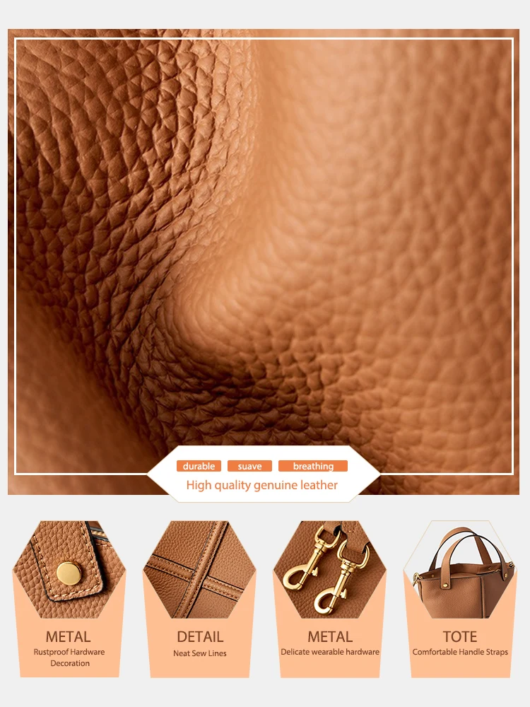 حقيبة يد نسائية من الجلد الطبيعي 100% من Zency، بت...