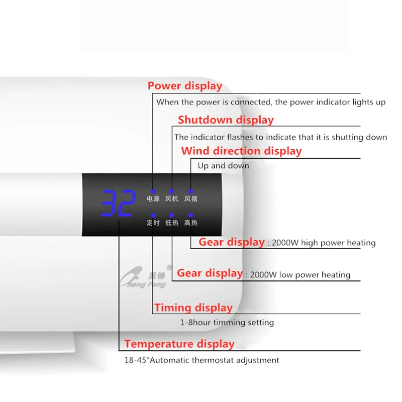 220V Heater Energy saving Wall mounted portable Air Conditioner HeaterFan Home Dormitory Timing Free Installation Remote