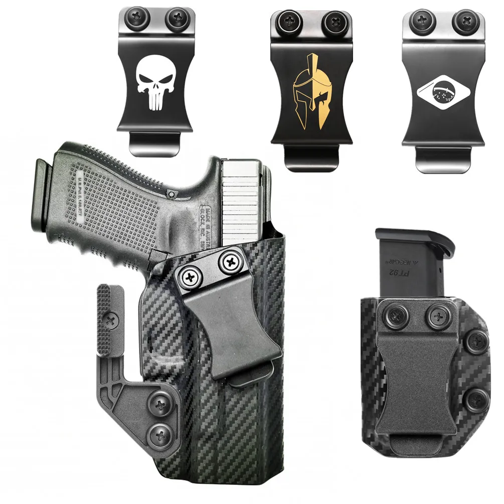 Carbon Fiber kydex IWB Concealment Holster Glock G19 G19X G23 G25 G32 G45 Gen 1-Gen 4 Inside the Waistband Concealed Carry Pistol Holster Gun Holster Hunting Holster Baton Holster