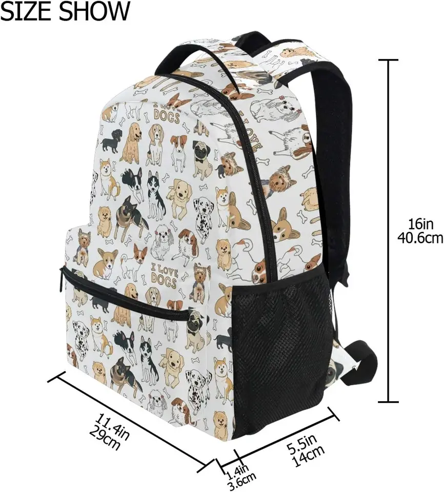Xigua Cartoon Puppy Backpack – Lightweight School Bag For Kids & Teens, Water Resistant, Multi-Pocket - View #8