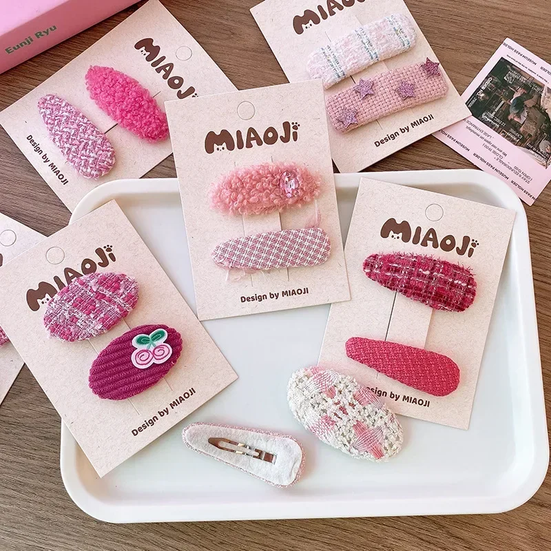 2pcs/set Korean Style Pink Toddler Girl Hair Clip Hair Pin for Baby Girl Lovely Autumn Winter Kids Girl Headwear Accessories