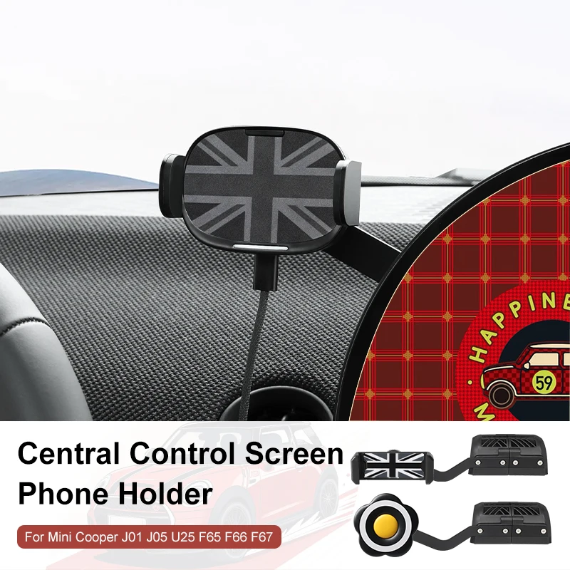 Support de téléphone pour écran de commande central, support de navigation magnétique à chargement sans fil, support de voiture pour Mini Cooper J01 J05 F65 F66 F67