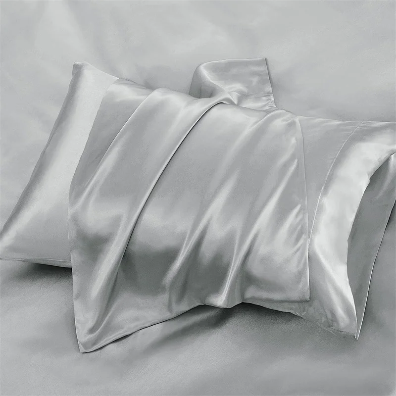 Mulberry Silk Bed Sheet Set with Fitted Sheet Flat Sheets Pillowcase Luxury Solid Color Bedding Sets Wrinkle-Free Antiallergic 6