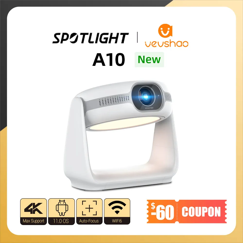  Vevshao A10 Smart Android 11.0 1080P Projector With 5G WiFi Lamp Portable Projectors 4K Support HD Video Home Theater Projector 