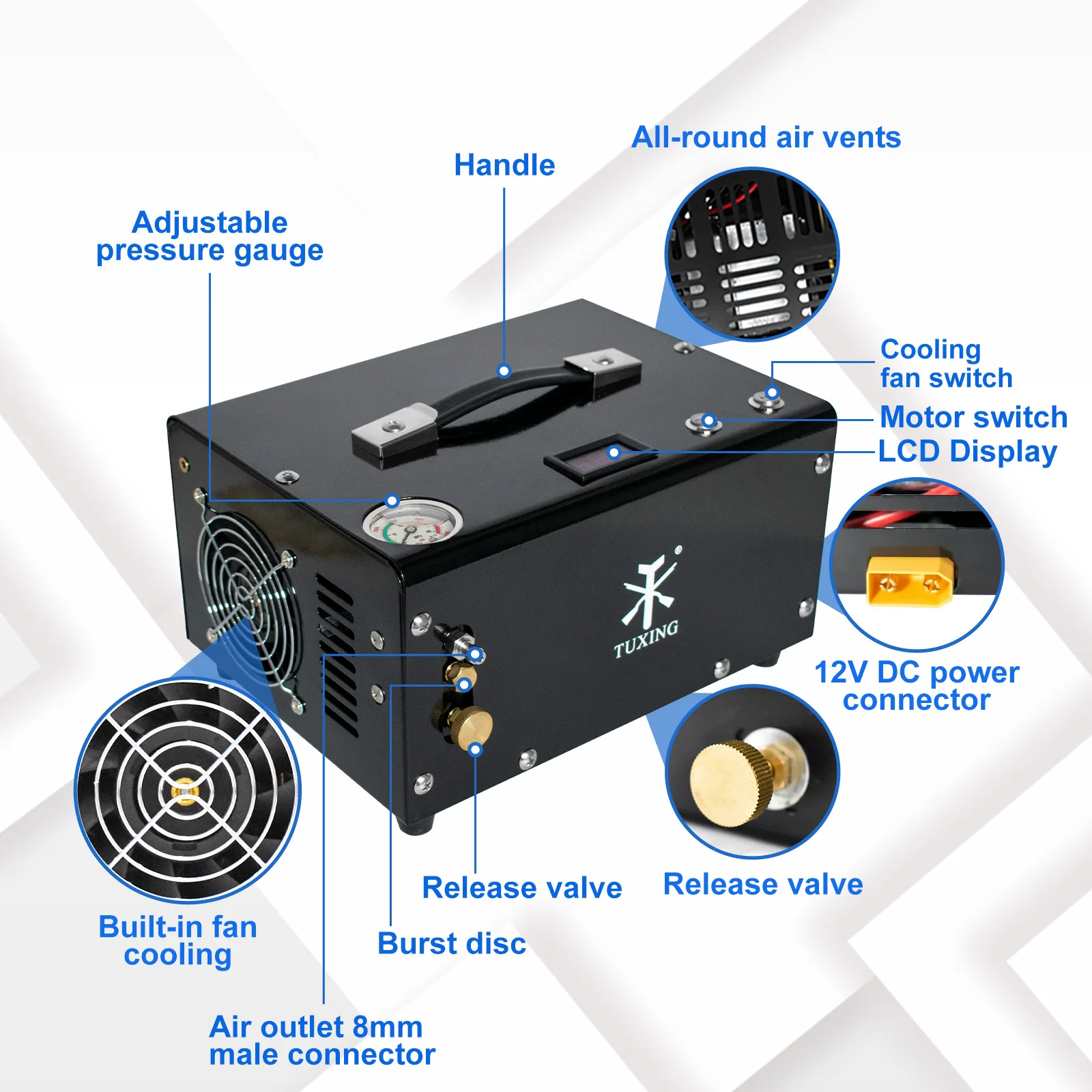 NUOVA POMPA ARIA elettrica ad alta pressione 300 bar compressore d'aria