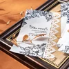 10Pcs Per Pack Paper Hollow Flower Lace Black Scrapbooking Material Retro Stationery Diary Sticky Paper 102*200mm 4