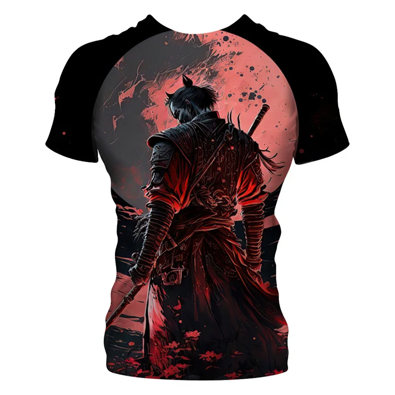

Classic Japanese Samurai Graphic T Shirt For Men Casual Street Harajuku 3d Printed Tees Trendy Personality Round Neck Tees