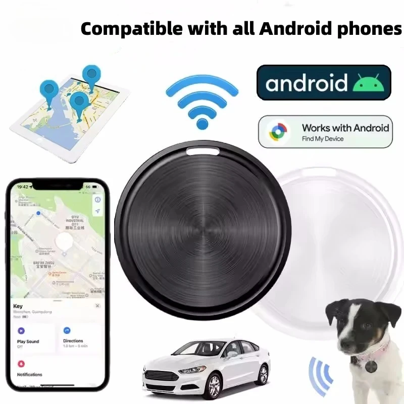 Smart Bluetooth Tracker for Keys, Wallets, Bags, and Pet Locator with Google Find My Device Integration