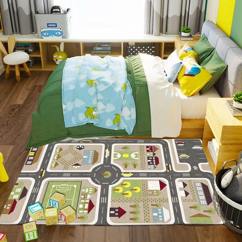 

Children's Play Crawl Mat Road Traffic Route Map Carpet Living Room Sofa Coffee Table Rug Home Decoration Traffics Sign Mats