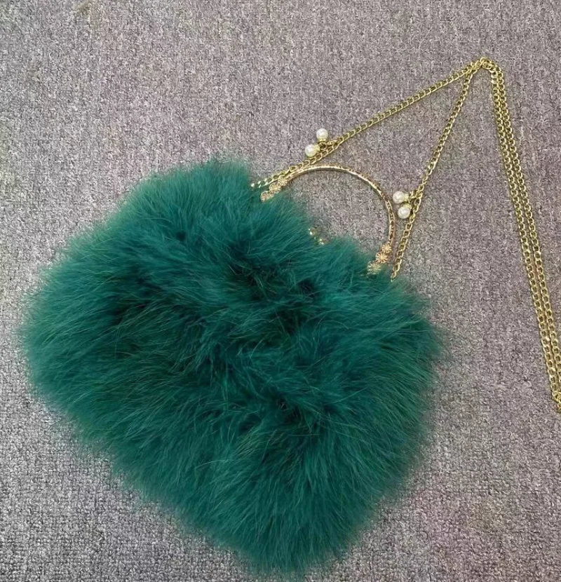 2022 Luxury Ostrich Feather Party Evening Clutch Bag Women Wedding Purses and Handbags Small Shoulder Chain Bag Designer Bag