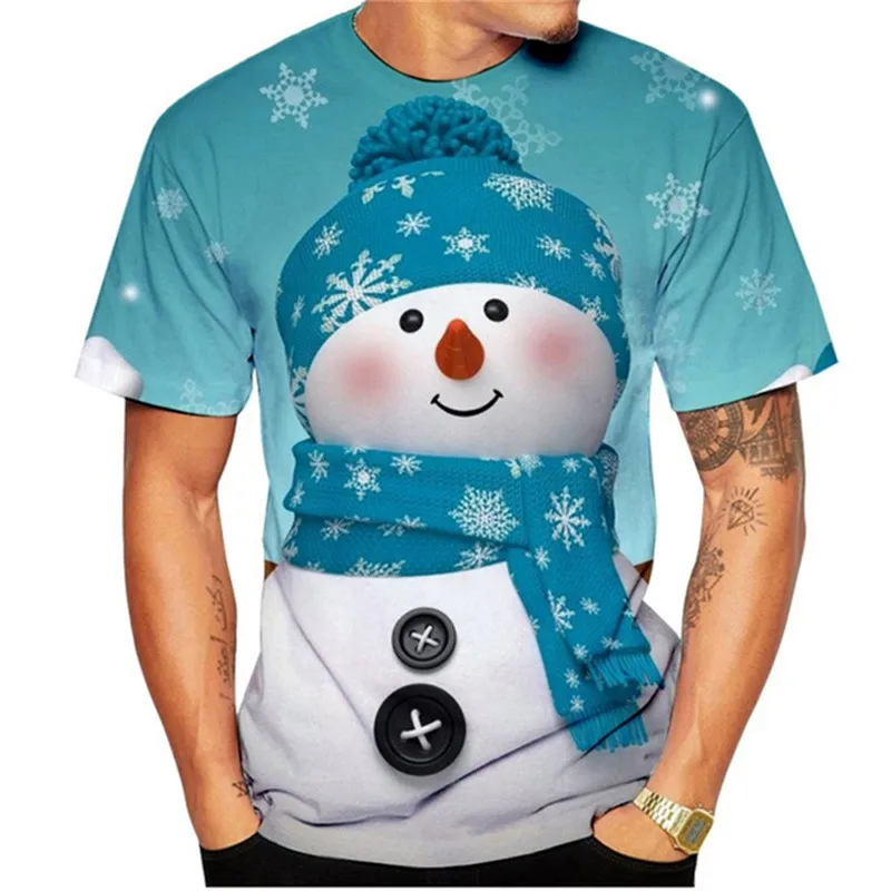 SnowMan Ｔシャツ Christmas Snowman Men Fashion 3D T-Shirts Loose Casual