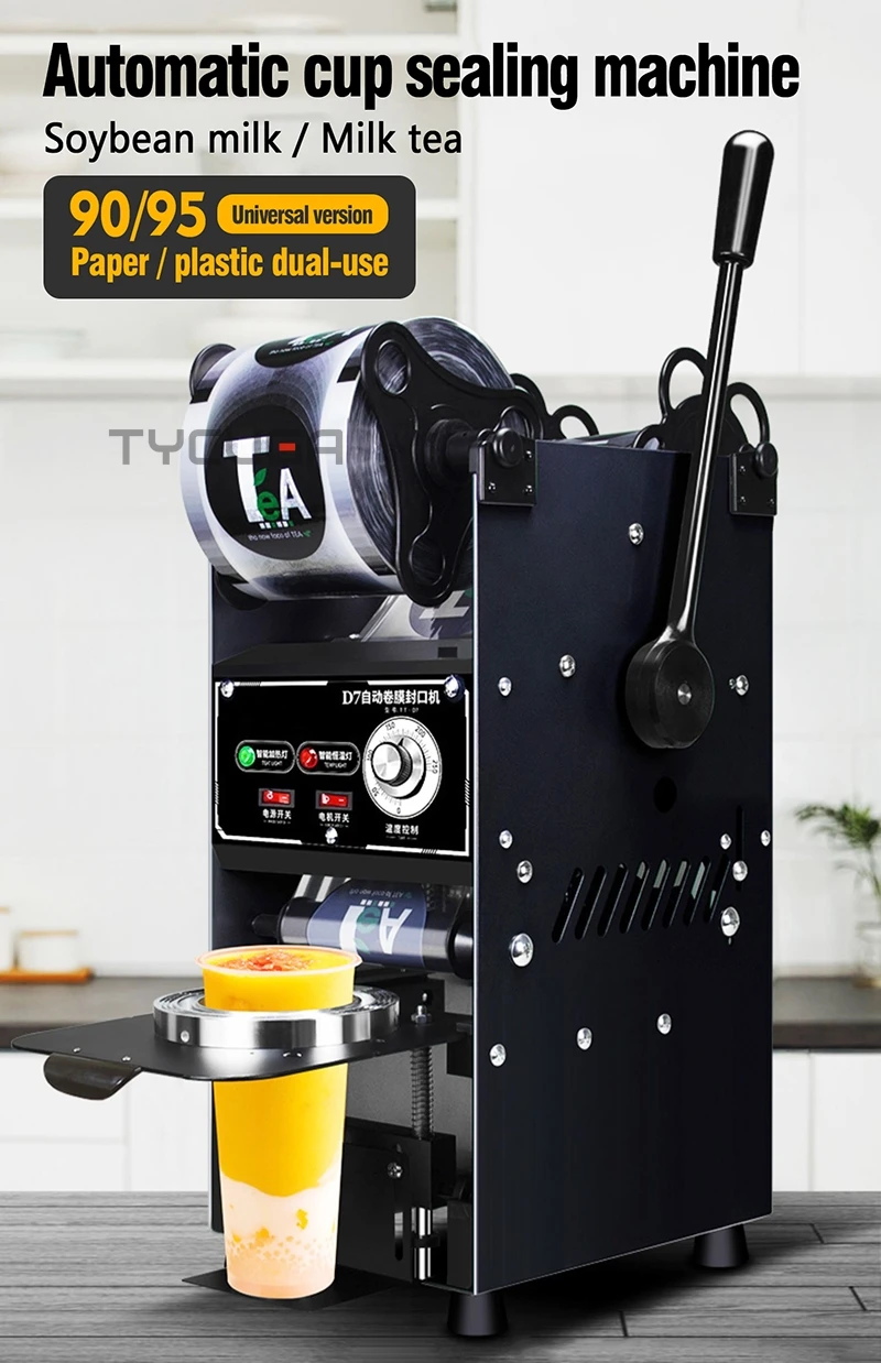 Description Picture 3 of itemCup Sealing Machine Juice/MilkTea/Coffee/Bubble Tea Shop Sealer Commercial Manual Plastic PP 90/95 MM Diameter Drinks Cup Sealer
