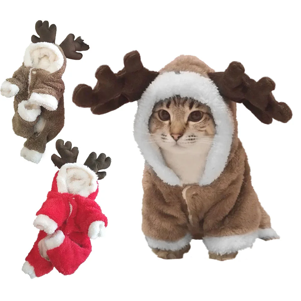 DogClothesChristmasCostumeCatSweaterReindeerJumpsuitKitten