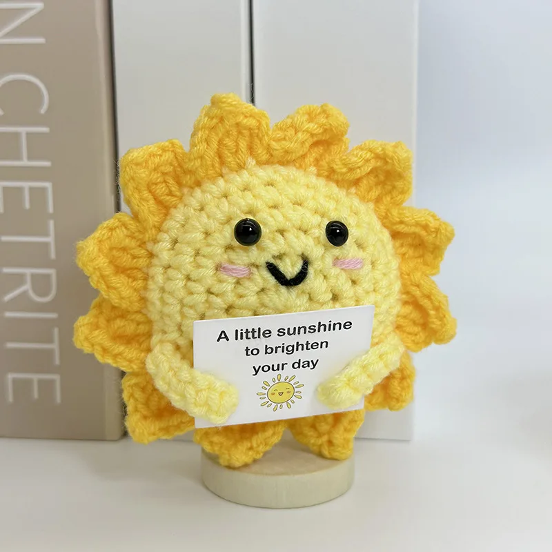 Funny Positive Crochet Sunshine Doll Desktop Ornament Handmade Cheer Emotional Support Positive Sun with Card Home Party Decor 4 S33c0f581031549be95b5a42e3042fba0y