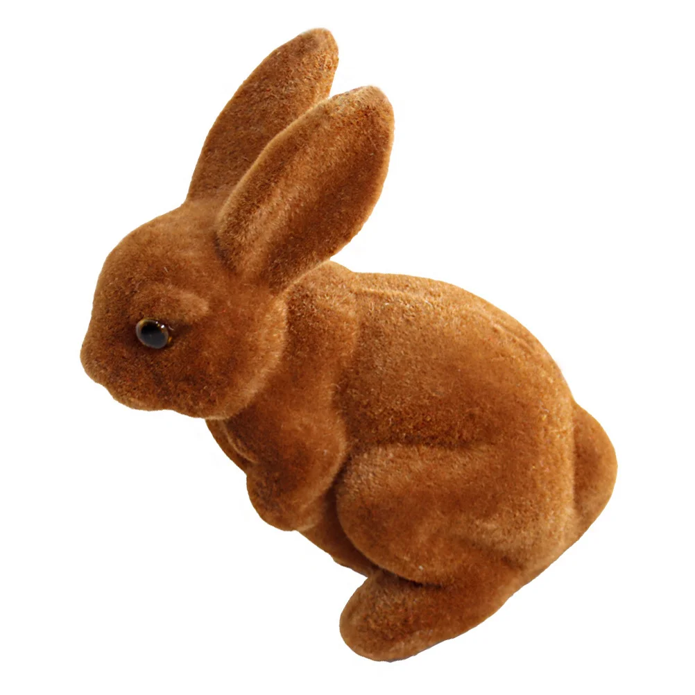 

Resin Flocking Rabbit Easter Imitation Rabbit Pure Handmade Small Animal Decoration Brown Easter Bunny Simulated Handmade Decor