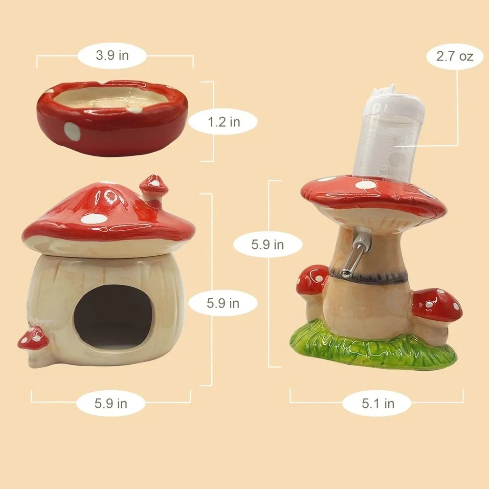 Mushroom Ceramic Hamster Hideout 6