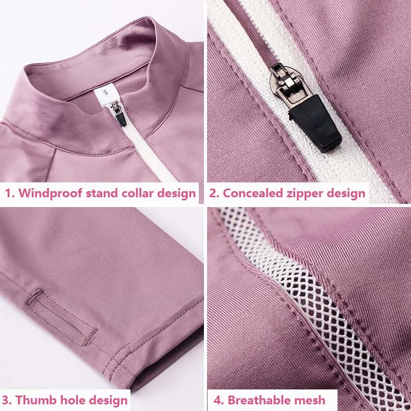 Fall/Winter Women's Sports Long Sleeve TopsFitnessRunningYoga WearHigh Stretch BodysuitsQuick Dry Stand-Up Collar Sweatshirts