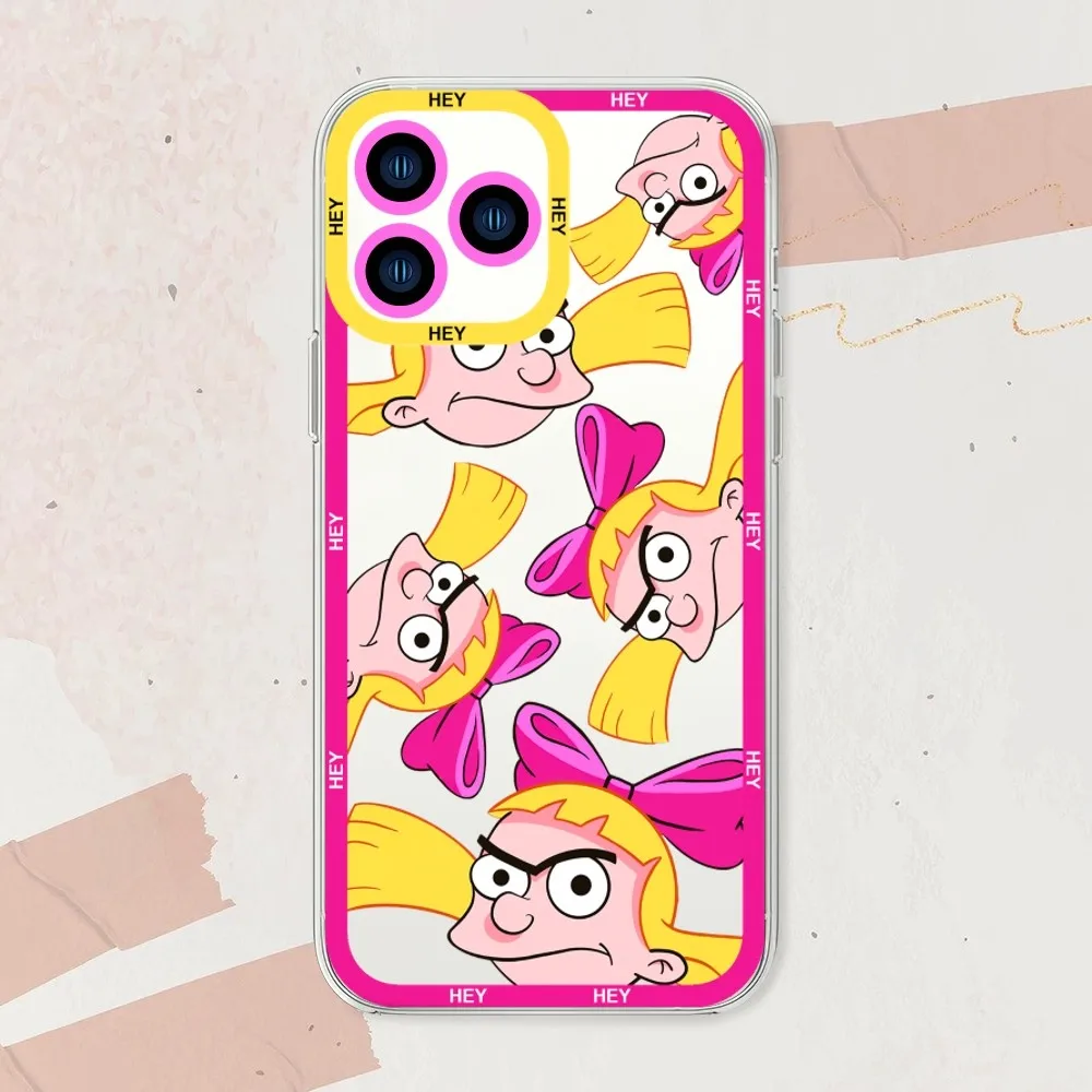 Cartoon H-Hey A-Arnold Cute Phone Case For iphone 11 12 13 14 15 Mini Plus Pro Max Transparent Shell
