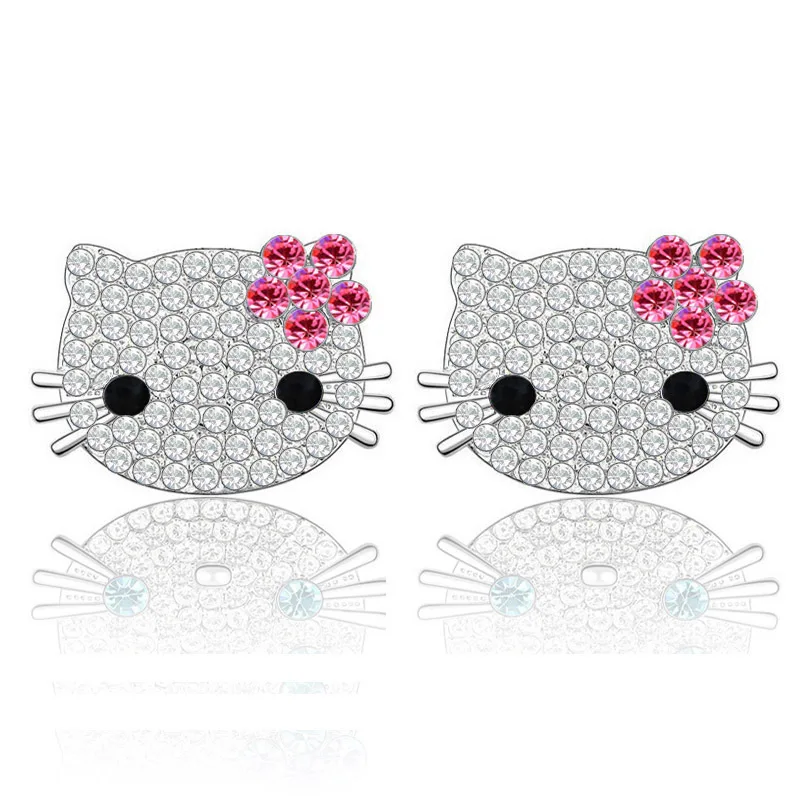 

Sanrio Hello Kitty Girls Ear Studs Japanese Harajuku Earring Sweet and Cute Encrusted KT Cat Stud Female Earrings Gift