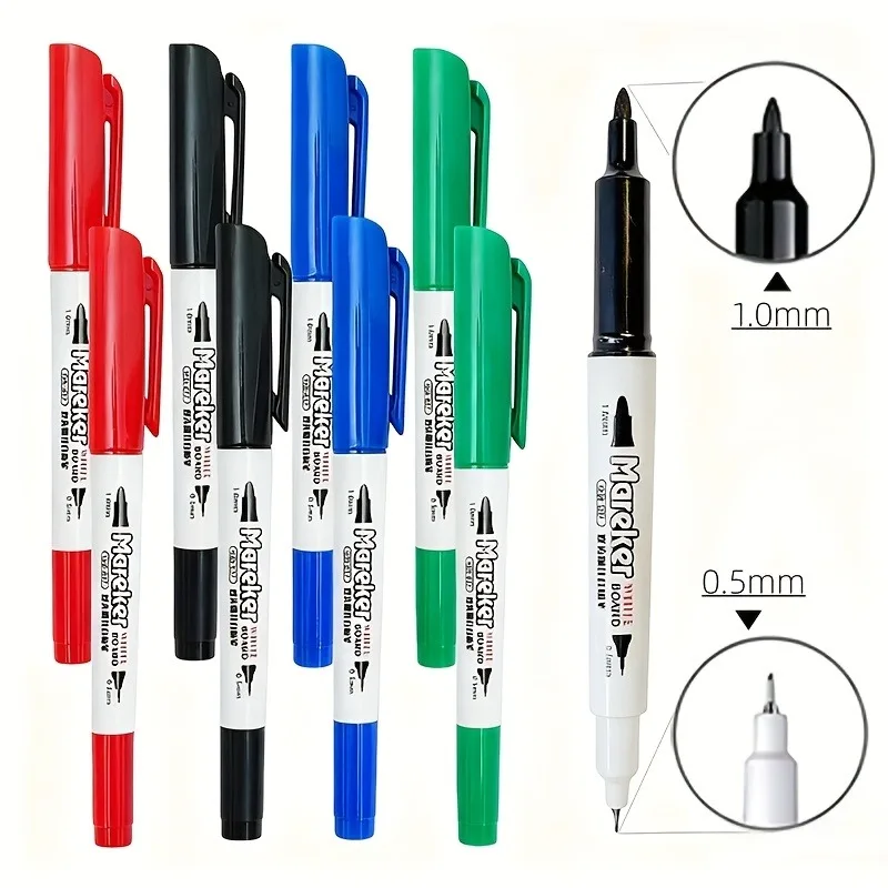 5pcs 0.5MM ultra-fine double headed color erasable whiteboard pen, student marker pen, dry eraser pen, whiteboard pen