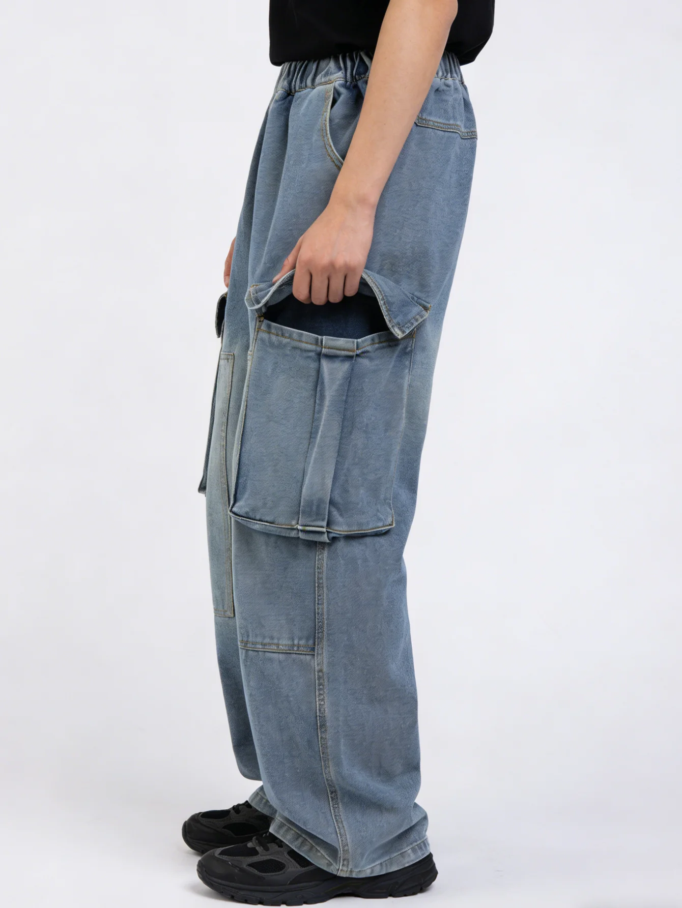 소년 및 청소년용 봄철 루즈핏 작업복 청바지, 일상복, 학교, 레저 및 야외 활동에 적합