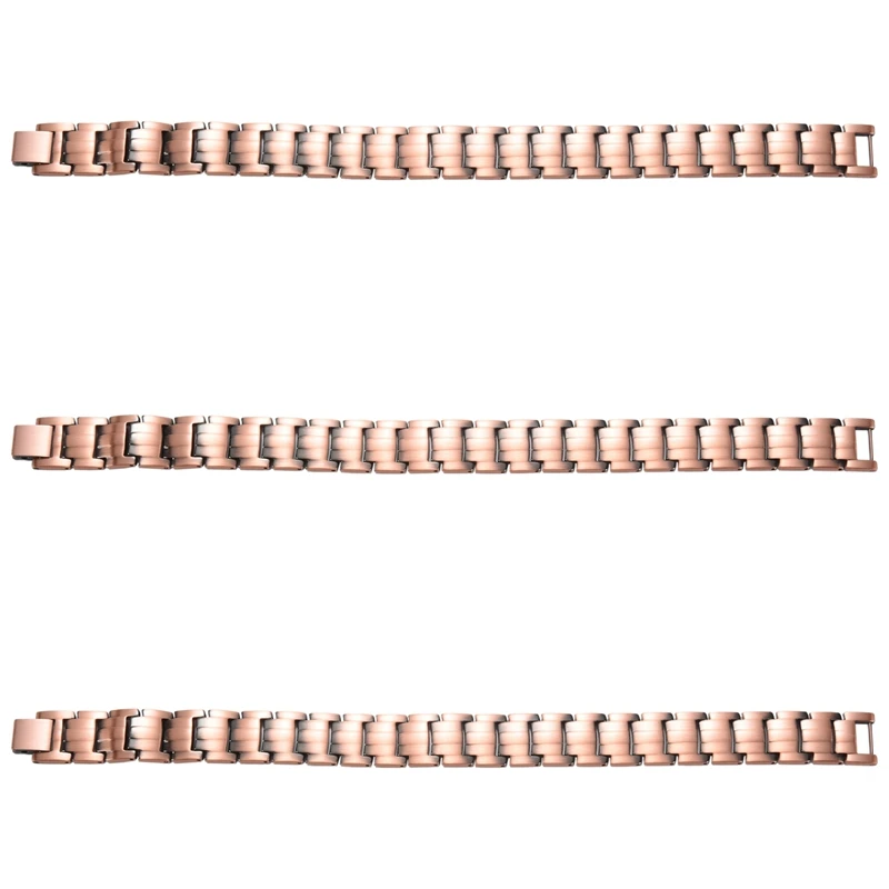 

3X Pure Copper Bracelet Men Energy Germanium Magnetic Bracelet Copper Vintage Hologram Chain & Link Bracelets For Men