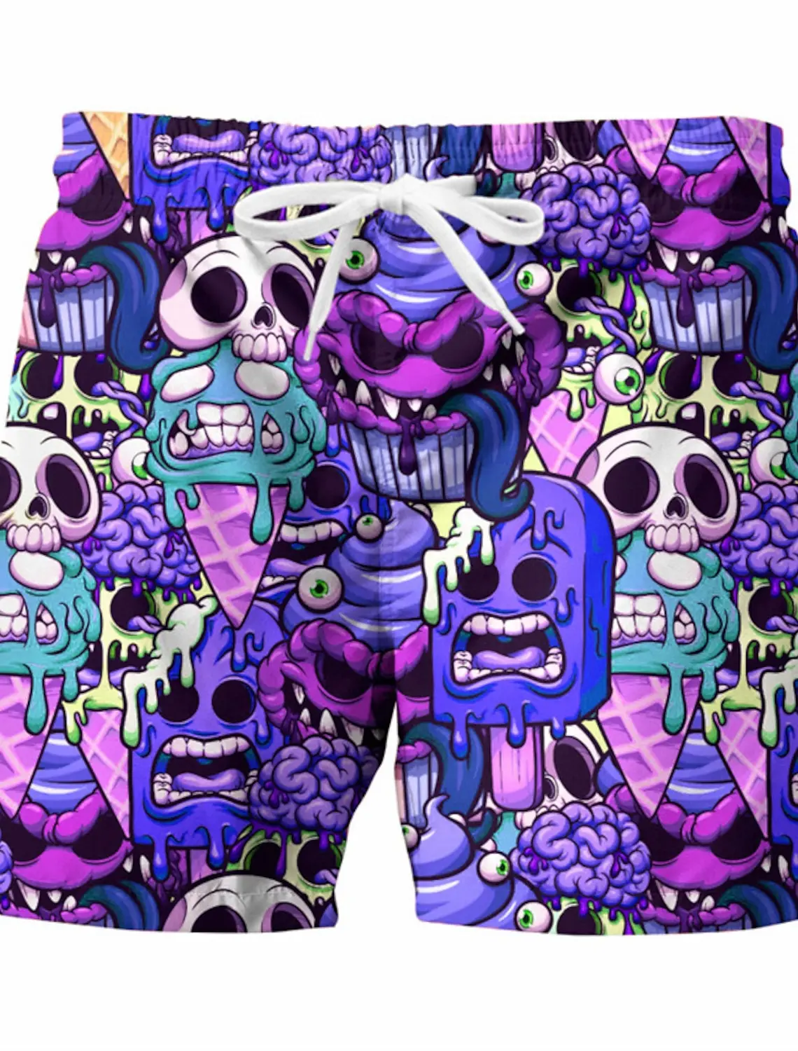 Men's Shorts Swim Trunks Summer Beach Elastic Waist Graphic Skull Breathable Quick Dry Short Casual Boho Hawaiian 3
