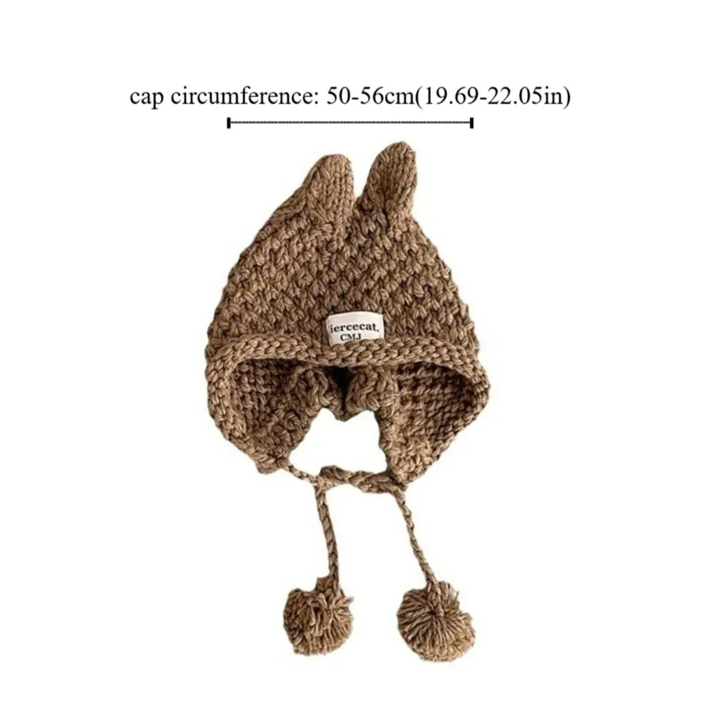 Fashion Solid Color Baby Crochet Hat Soft Warm Rabbit Ear Hand Knitted Cap Outdoor Autumn Winter Ear Protection Cap Toddler