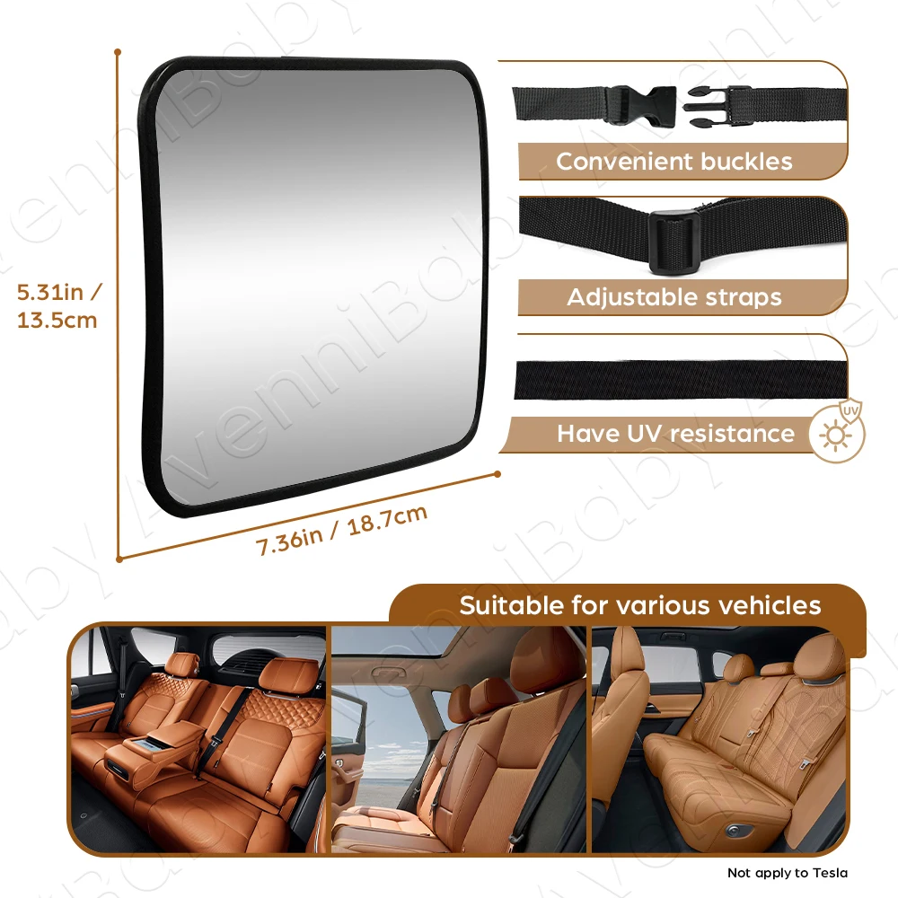 Safety car mirror providing a clear view of baby during travel.