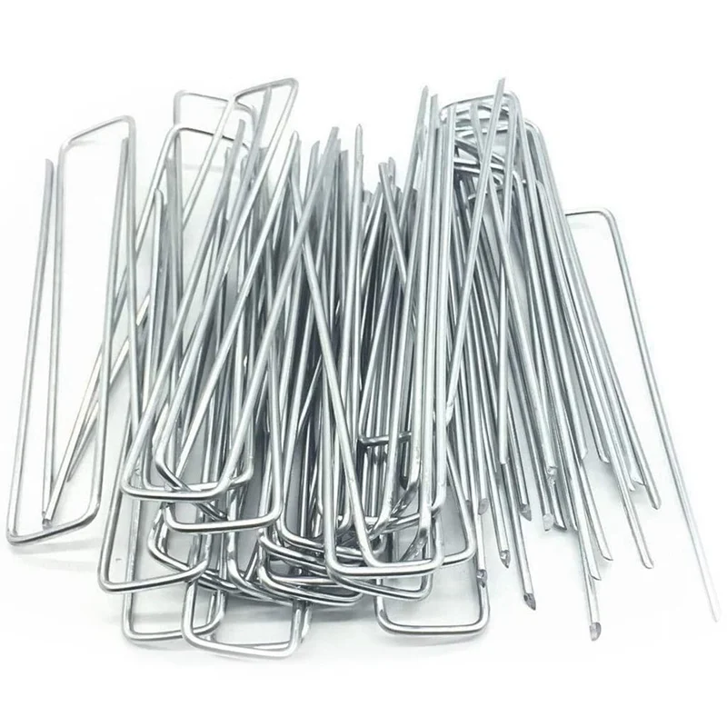 50Pcs Heavy Duty U Shape Garden Stakes Staple Securing Pegs Pins Anti-Rust For Securing Weed Barrier Fabric Landscape Fabric