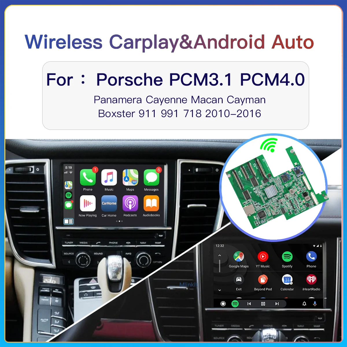 

Wireless Carplay Android Auto For Porsche PCM3.1 PCM4.0 Panamera Cayenne Cayman Macan Boxster 911 991 718 navigation Car Play