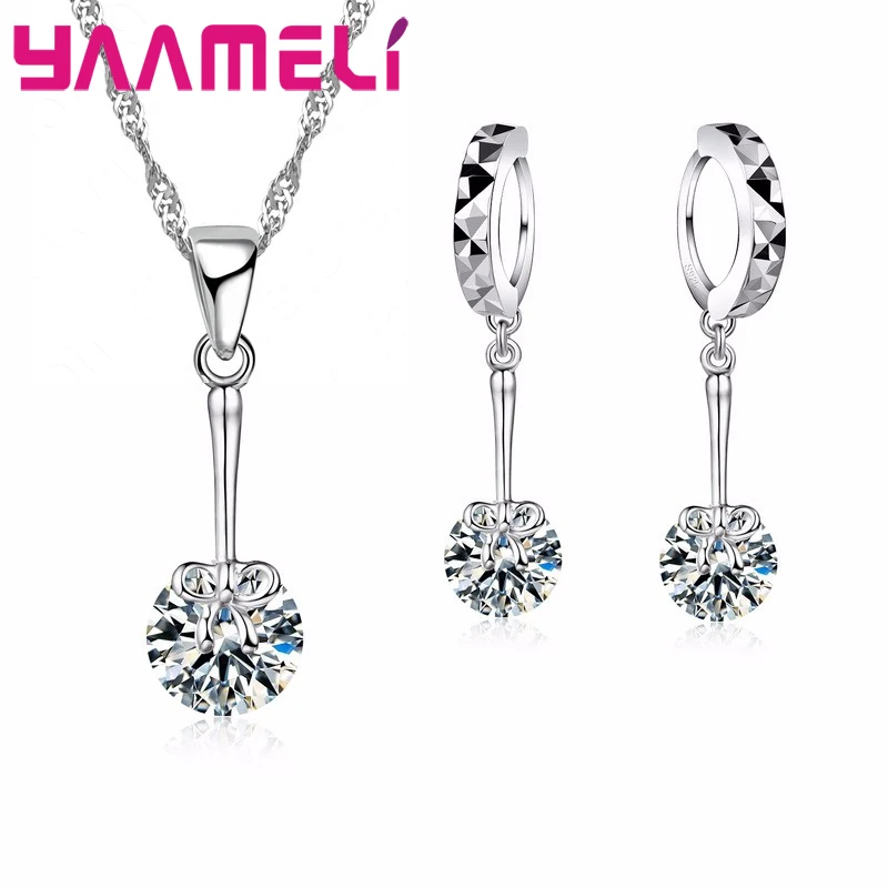Jewelry Sets Jewelry Set 34 Designs 925 Sterling Silver for Woman Girl Pearl Rhinestone Zircon Pendant Necklace Earrings Chain
