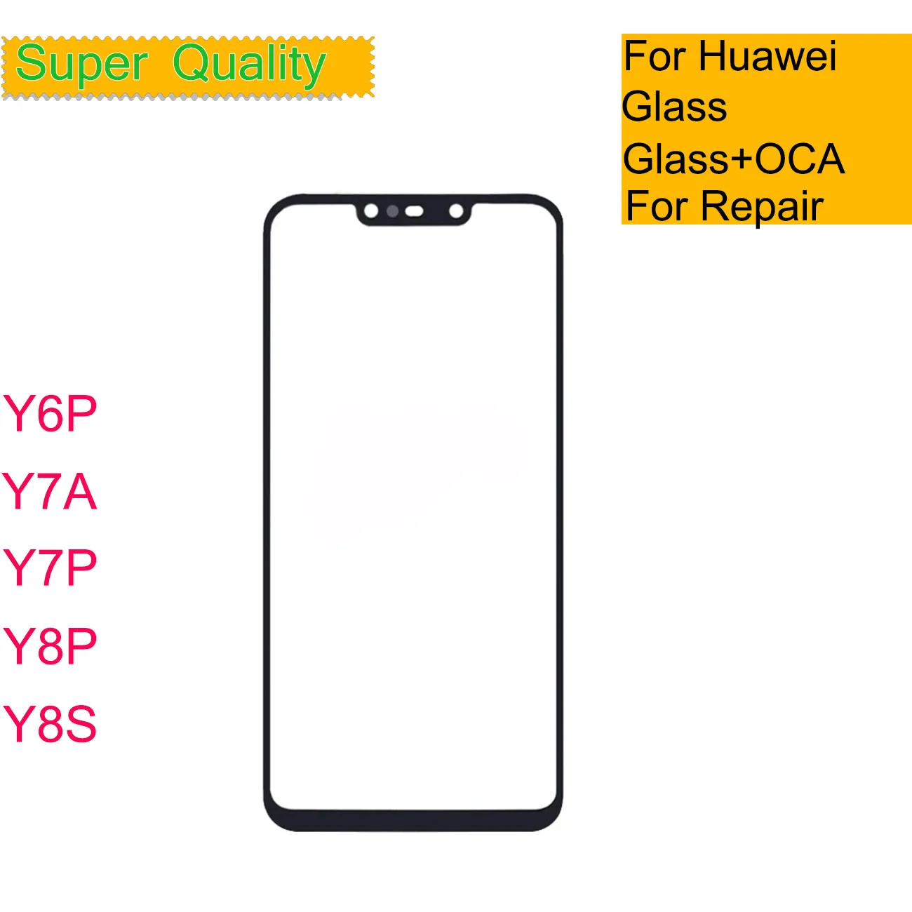 

Replacement For Huawei Y8S Y8P Front Outer Glass Touch Screen Panel LCD Lens Y7P Y7A Y6P Glass With OCA