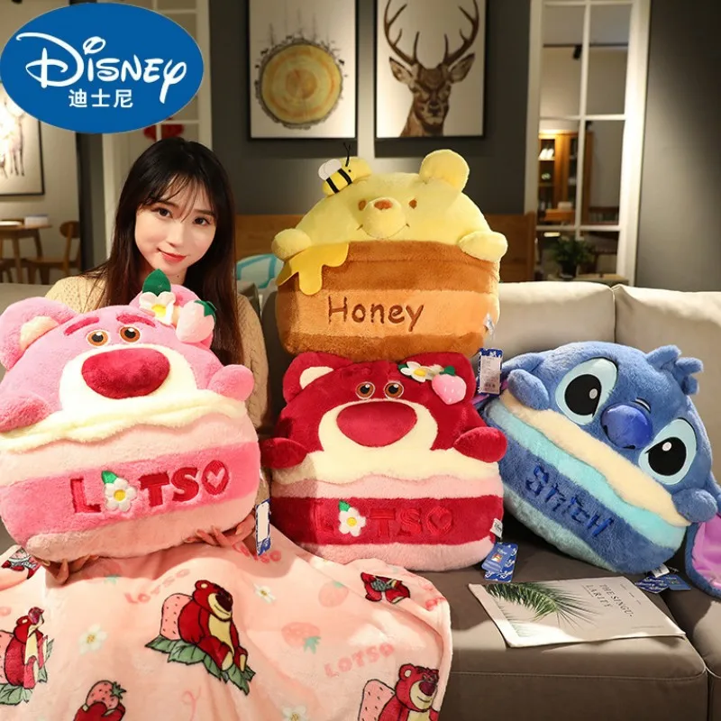 

Disney Strawberry Bear Pillow Plush Toy Dual Purpose Blanket Winnie The Pooh Stitch Lovely Pillow Birthday Children's Gift