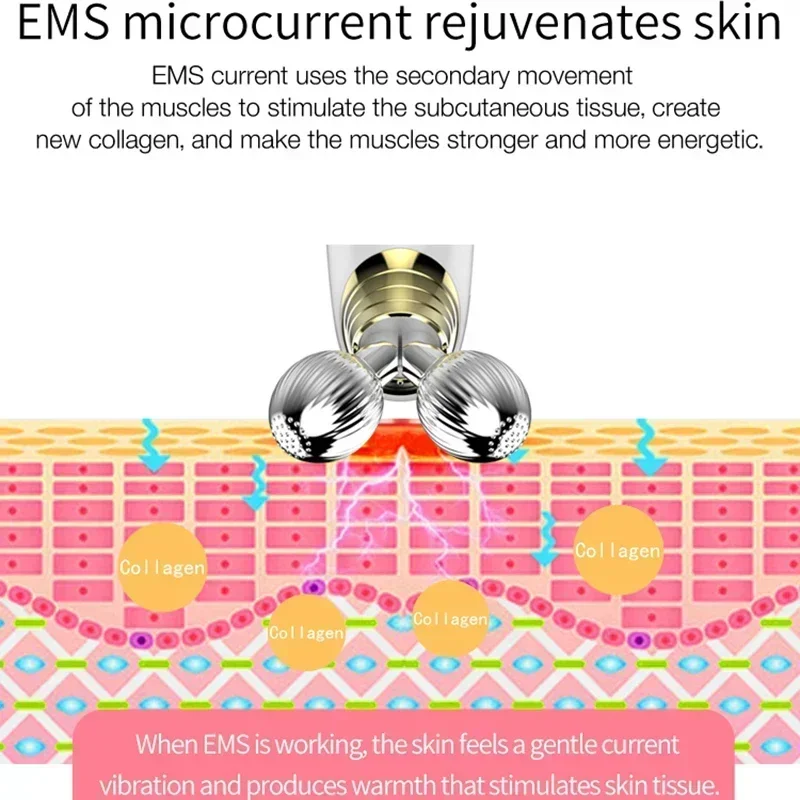 3D Face EMS Roller Lifting Massager Chin Reducer Microcurrent V Face Lift Machine Vibration Electric Facial Tighten Massager 5
