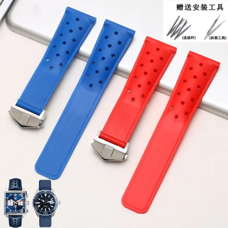 Cinturino in Silicone in gomma morbida da 22mm per cinturino TAG HEUER MONACO CARRERA FORMULA 1 cinturino per orologio cinturino impermeabile fibbia pieghevole  1511