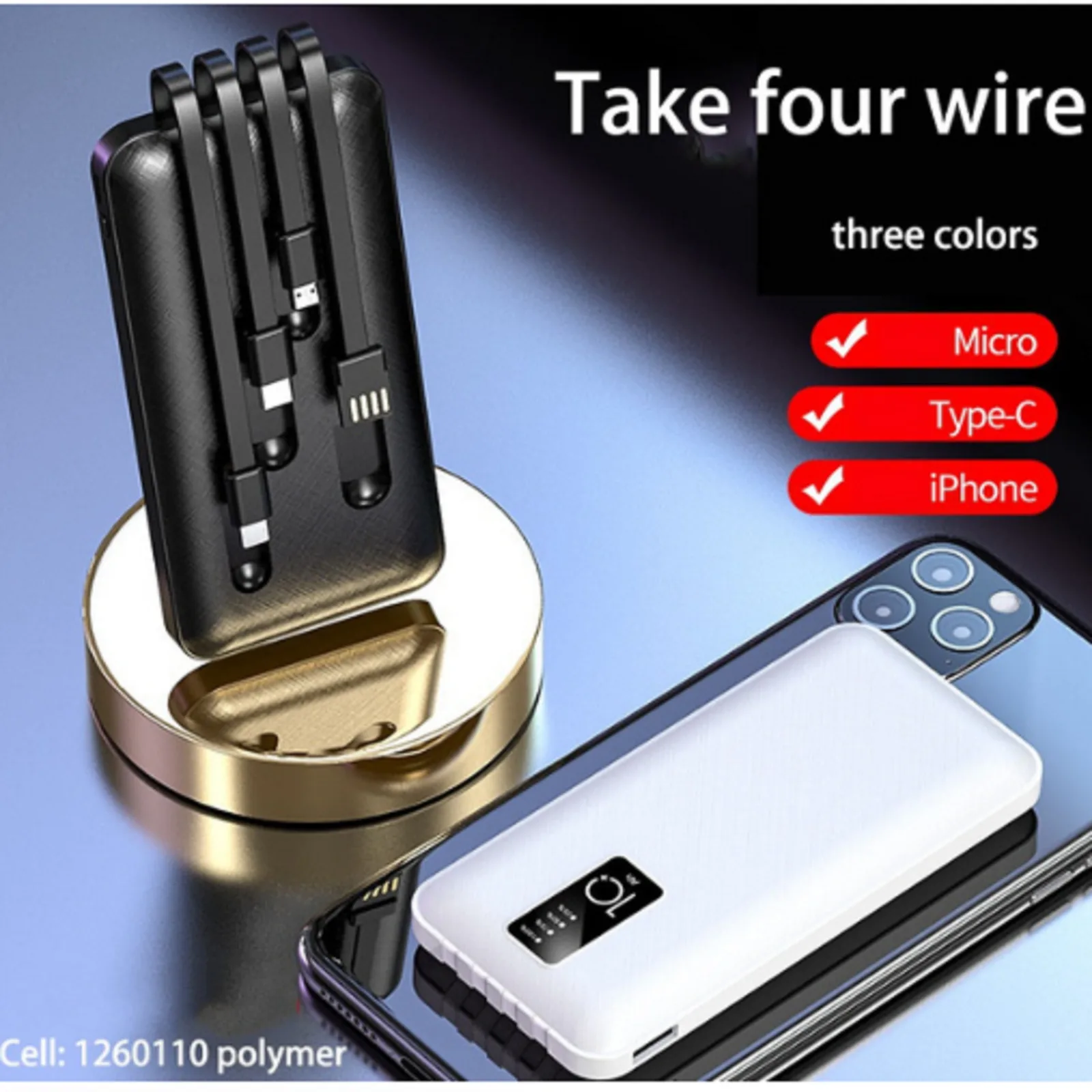 Caricabatterie Rapido Portatile Da 20000Mah Power Bank Tipo C Micro Usb Caricatore Per Iphone Samsung Xiaomi Huawei Custodie Per La Ricarica Della Bat