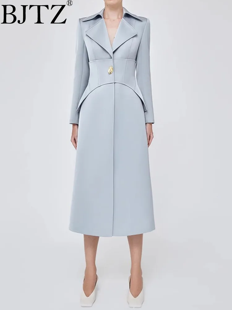 

BJTZ Temperament Elegant Mid-length Trench Coat For Women 2024 Spring Autumn New Trend Belt Windbreaker Female Clothing HL177