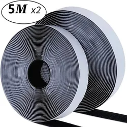 Strong Self-Adhesive Hook and Loop Nylon Tape Strap for DIY Crafts, 20mm Width (Black 5meter)
