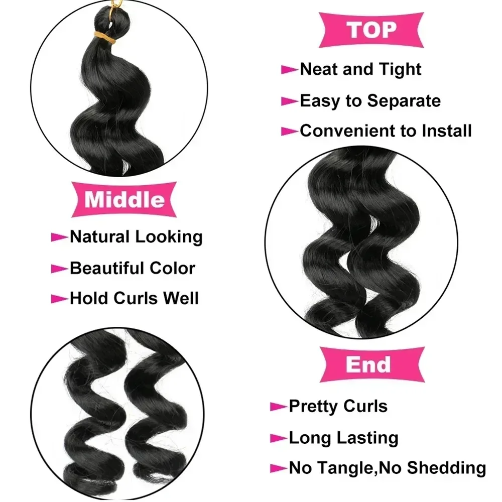 12inch Synthetic French Loose Curl Crochet Hair Extensions Loose Wave Braids Hair Curly Crochet Braids Hairpieces For Women 3