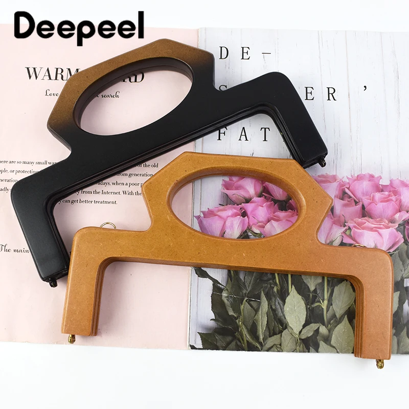 1/2Pcs 25*15cm Fashion Wooden Bag Handle Purse Frame Kiss Clasp DIY Handmade Closure Sewing Brackets Women HandBag Accessories 1pc deepeel 25cm new wooden handle for handbag closure purse sewing brackets kiss clasp wood clip frame bags parts accessories