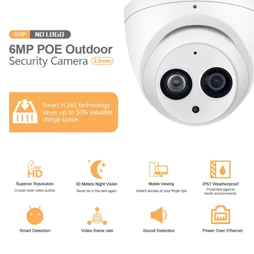 Dahua CCTV IP 카메라 DH IPC-HDW4631C-A 내장 마이크 POE 돔 보안 카메라 IR30M 금속 쉘 Onvif IPC-HDW4431C-A 교체 3