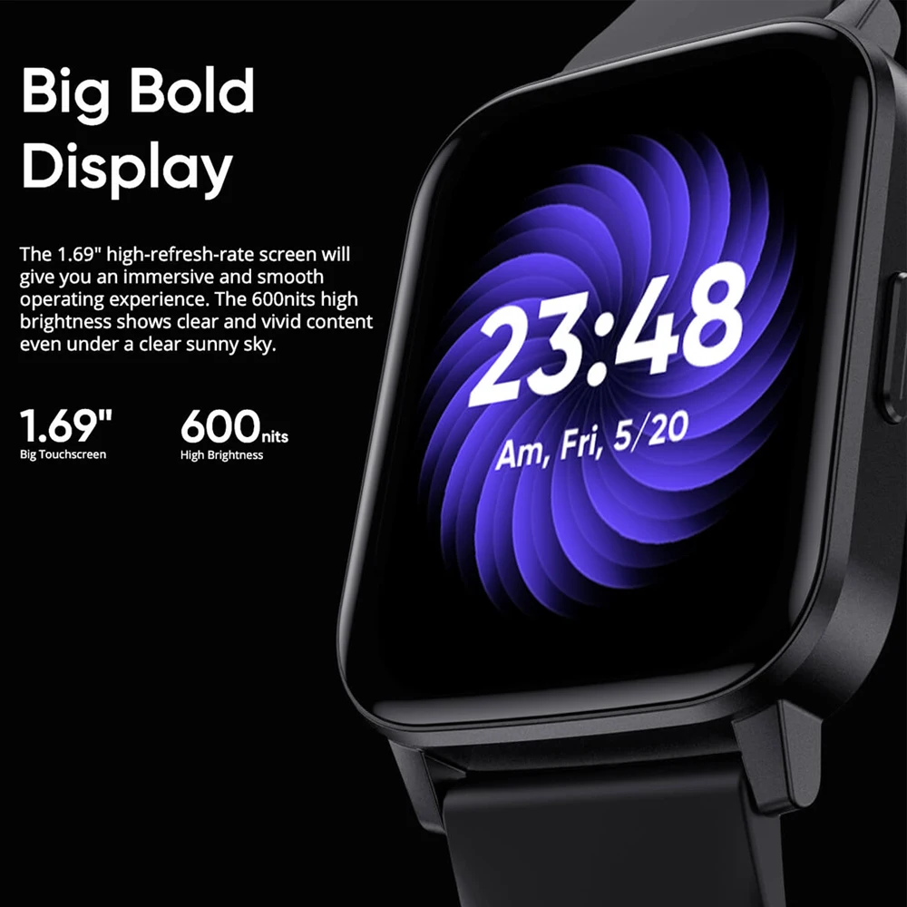 Realme DIZO Watch 2  Ʈ ġ 1.69 ġ    ڵ   5ATM  Smartwatch  