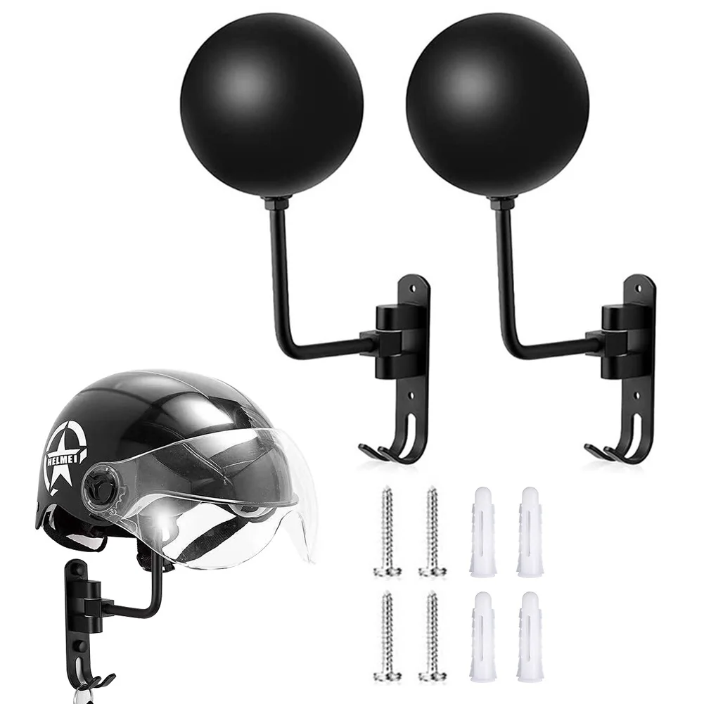 

Motorcycle Helmet Rack Wall Mount Stain Steel Helmet Holder 180 Rotation Helmet Hanger with Double Hook Bike Helmet Holder