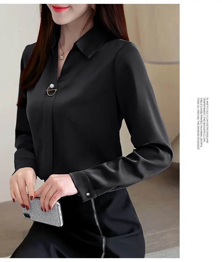 Women Clothes New Thin Spring Autumn All-match Korean Long Sleeve Shirt Tops Buttons Solid Polo Neck Blouse Trend Fashion