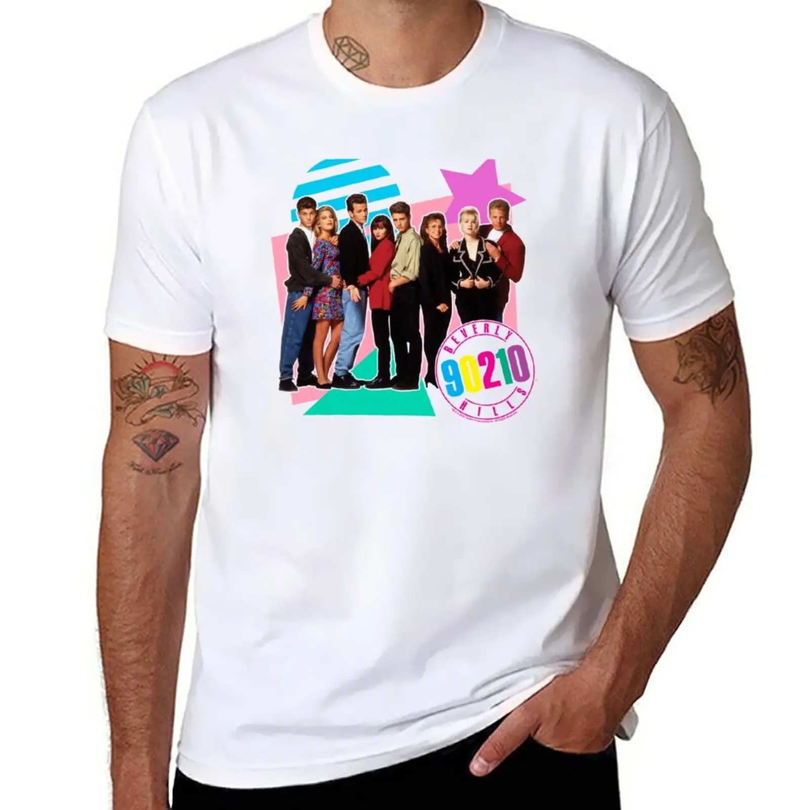 New Beverly Hills, 90210 Retro Anni '90 Group Shot T-Shirt Cat Shirts Sport Fan T-Shirt T-Shirt Nera Magliette Semplici Da Uomo