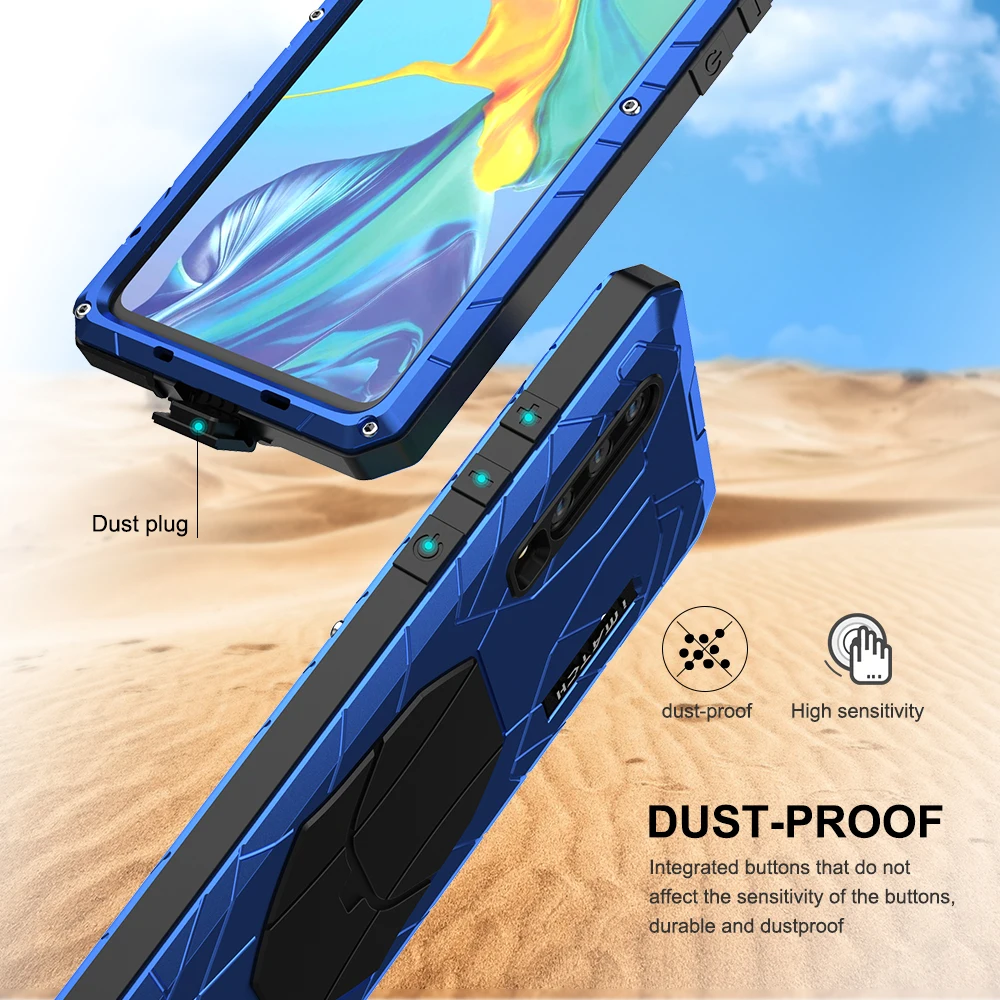 Original Imatch Phone Case Hard Aluminum Metal Tempered Glass Screen Protector Cover For Huawei P30 Lite Full Cover