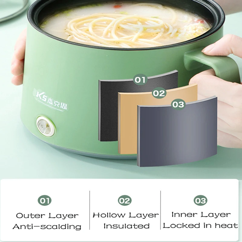 Electric Cooker Electric Rice Cooker Electric Frying Pan Electric Hot Pot Mini Non-stick Pan Electric Cooking Machine 1-2 People Single/Double Layer Hot Pot Multi Electric Rice Cooker EU Plug