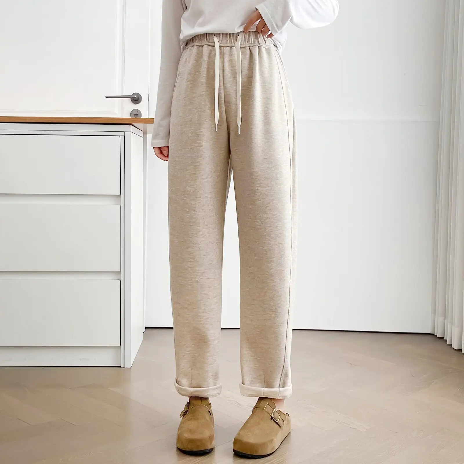 XXXXL Fashion Plus Size Women's Harem Pants New Simple Thickened Elastic Waist Curved 2025 Autumn Ankle-Length Trousers 2567